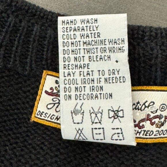 Vintage Heirloom Black Cottagecore Cotton Cardigan Floral Embroidered Sweater - Picture 5 of 10